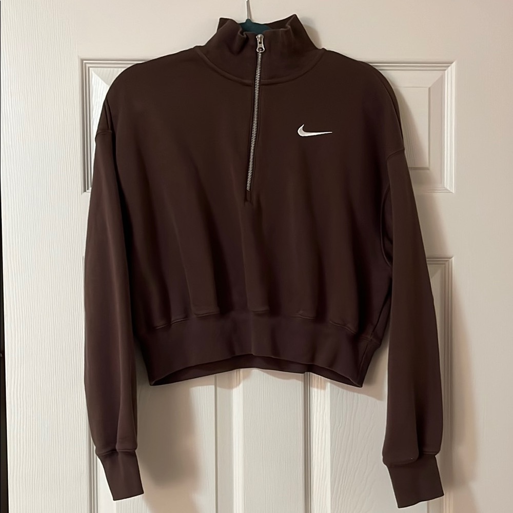 Nike Brown Boxy Crop Hoodie Long Sleeve